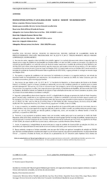 Guamaré: Acordão publicado apresenta fim de mandato para o prefeito Helio Miranda