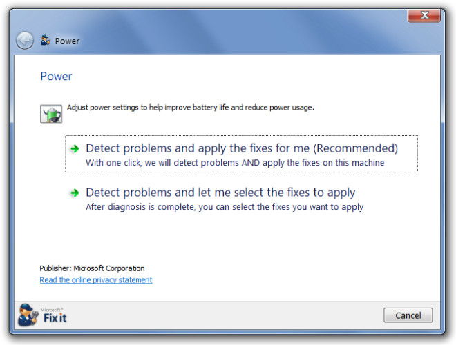 "Microsoft Fix it" a Tool to Fix Laptop Power Consumption And Extend Battery Life