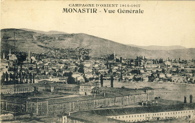Panorama of Bitola from Tumbe Cafe in 1917, overlooking the Red and part of White barrack.