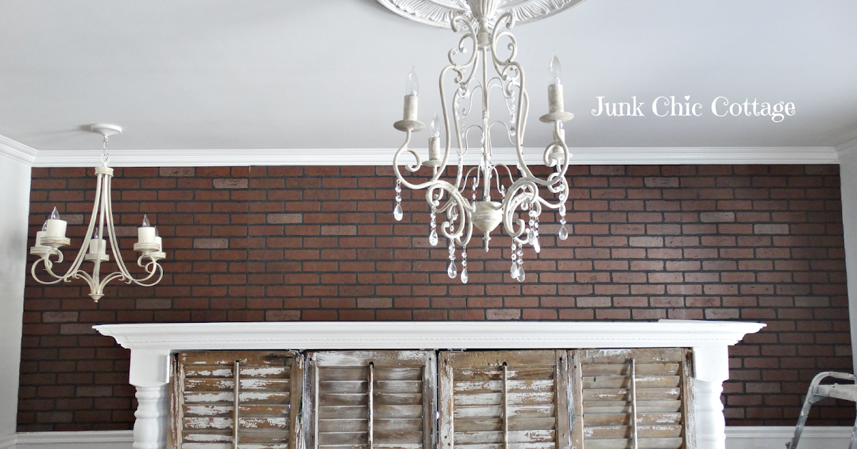 Junk Chic Cottage: Faux Brick Wall Living Room