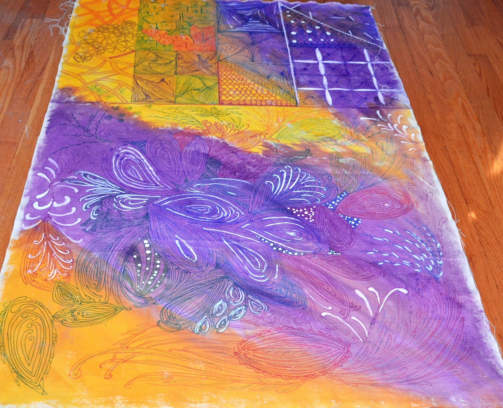 Dharmakarmaarts DIY Painted and Doodled Canvas Floor Cloth Tutorial