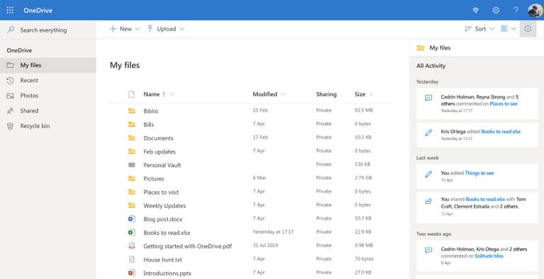 An improved activity feed that provides a snapshot of recent activity