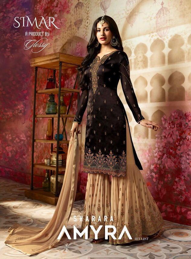 Glossy Simar Amyra Sharara hit list pakistani Suits wholesale