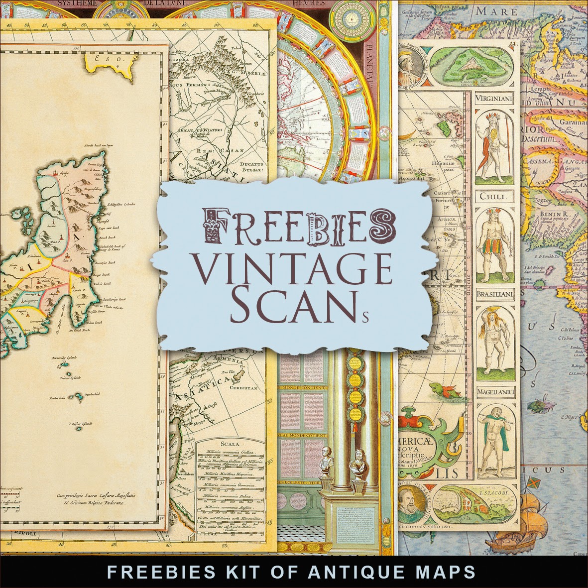 New Freebies Kit of Antique MapsFar Far Hill Free database of