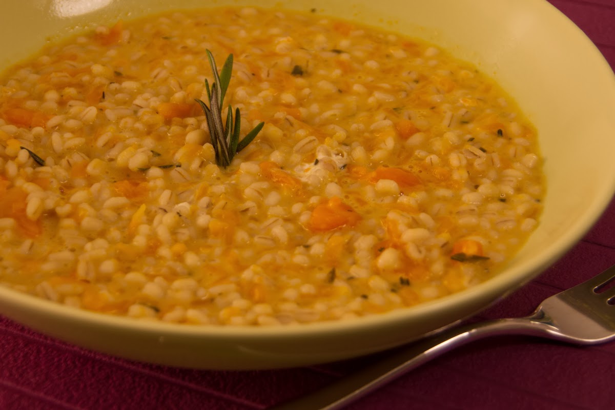 orzotto alla zucca mantecato al caprino e le paranoie di una neomamma