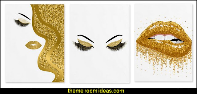 gold beauty posters gold lipos gold eyeshadow   beauty salon theme bedroom ideas - Hair Salon theme decorating ideas - Beauty Salon Decor Ideas - Beauty salon themed bedroom -  decorating ideas beauty salon theme - Makeup Room Decor - hair and make up decorations - Decals for salon - beauty salon theme  makeup-related products - beauty prints and posters - makeup gifts