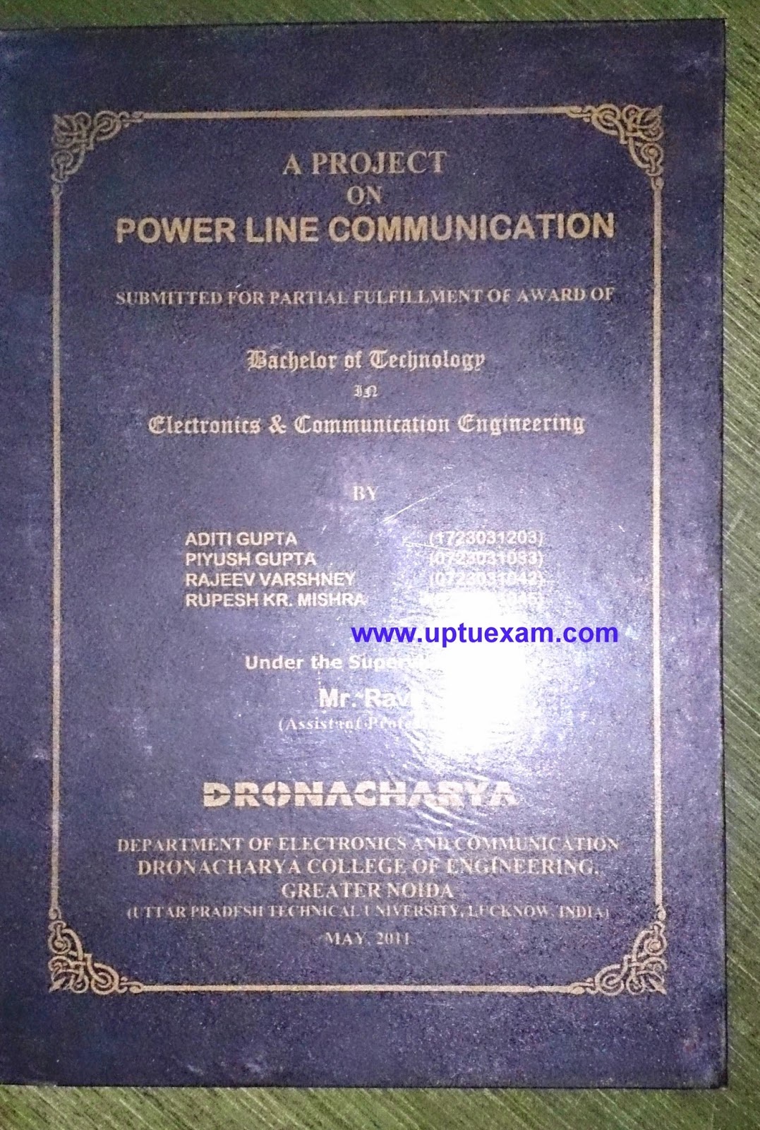 ECE Dronacharya FINAL YEAR PROJECT REPORT format 