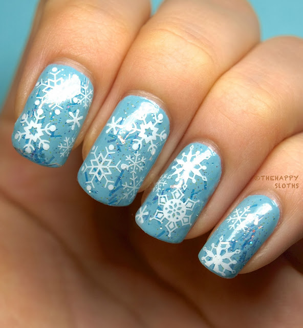 Winter Wonderland Nails: Manicure Featuring Snowflake Water Decals ...