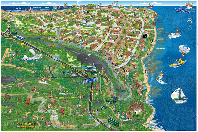 Mapa turístico ilustrado da Praia do Forte - BA