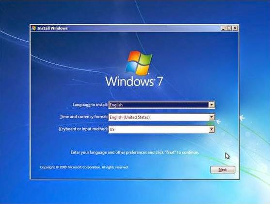 Instal ulang windows 7