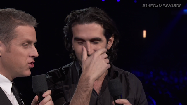 The Game Awards 2017 Josef Fares covering his mouth A Way Out developer