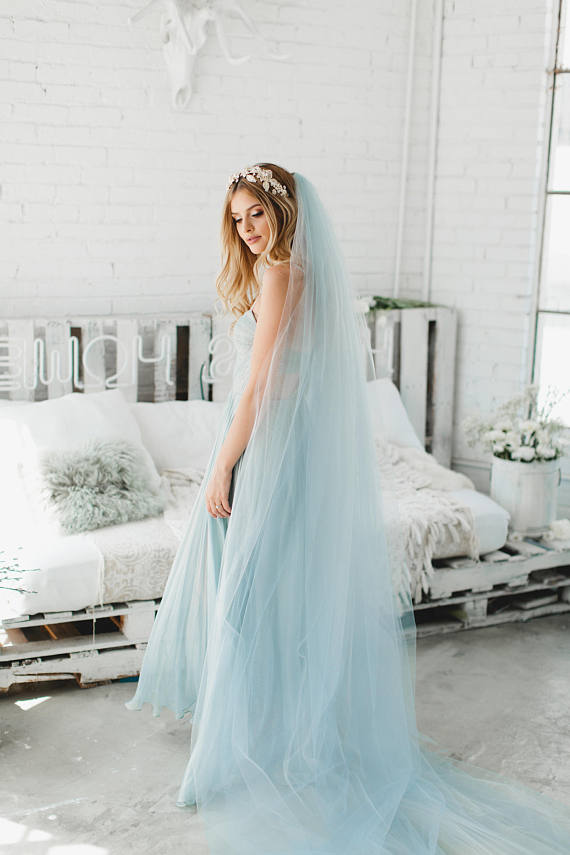 Velo azul novia Clearance