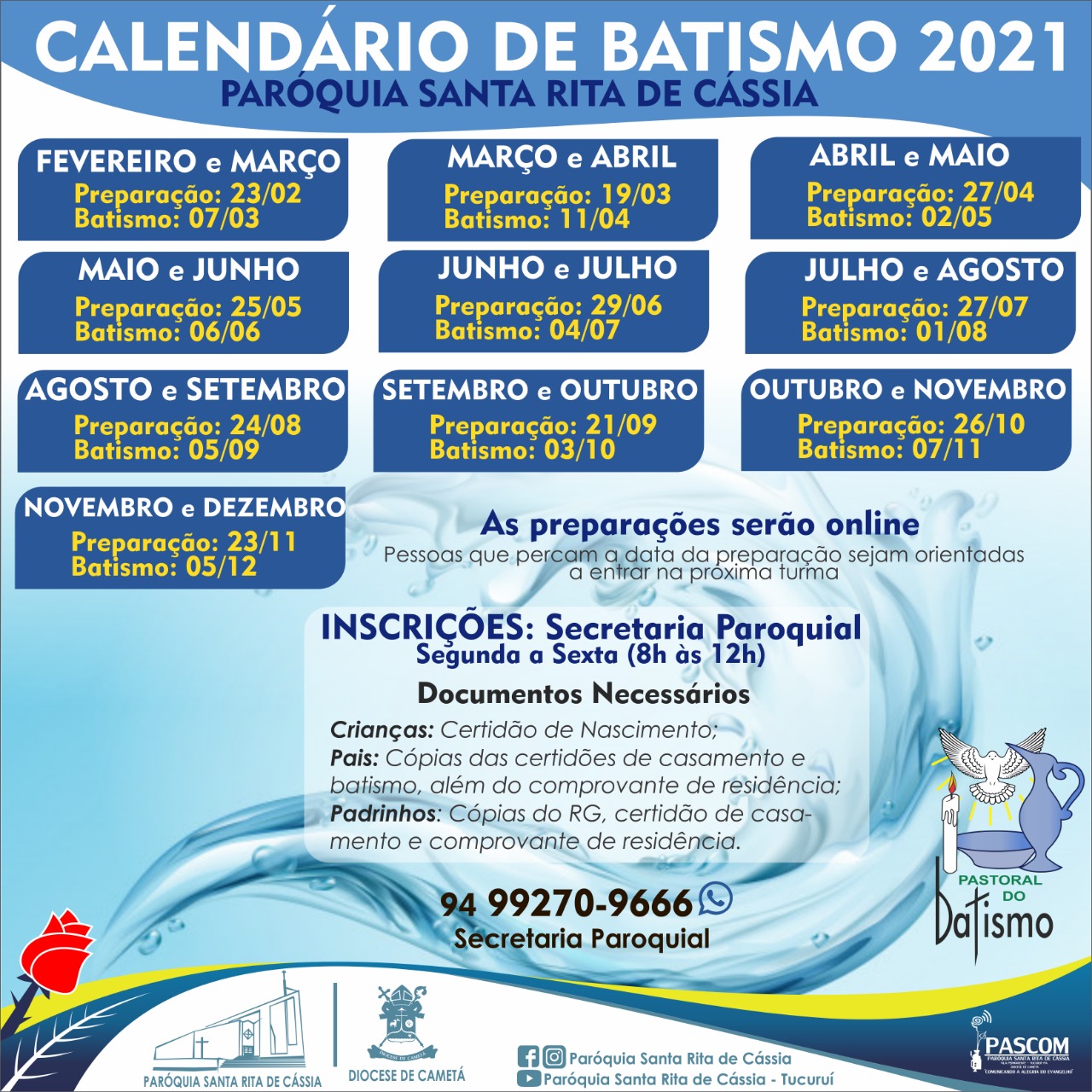 Calendário de Batismos