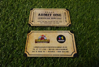 A game card from Lumberjax Mini Golf A game card from Lumberjax Mini Golf