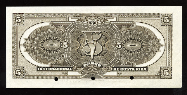 Banco Internacional de Costa Rica 5 Colones banknote