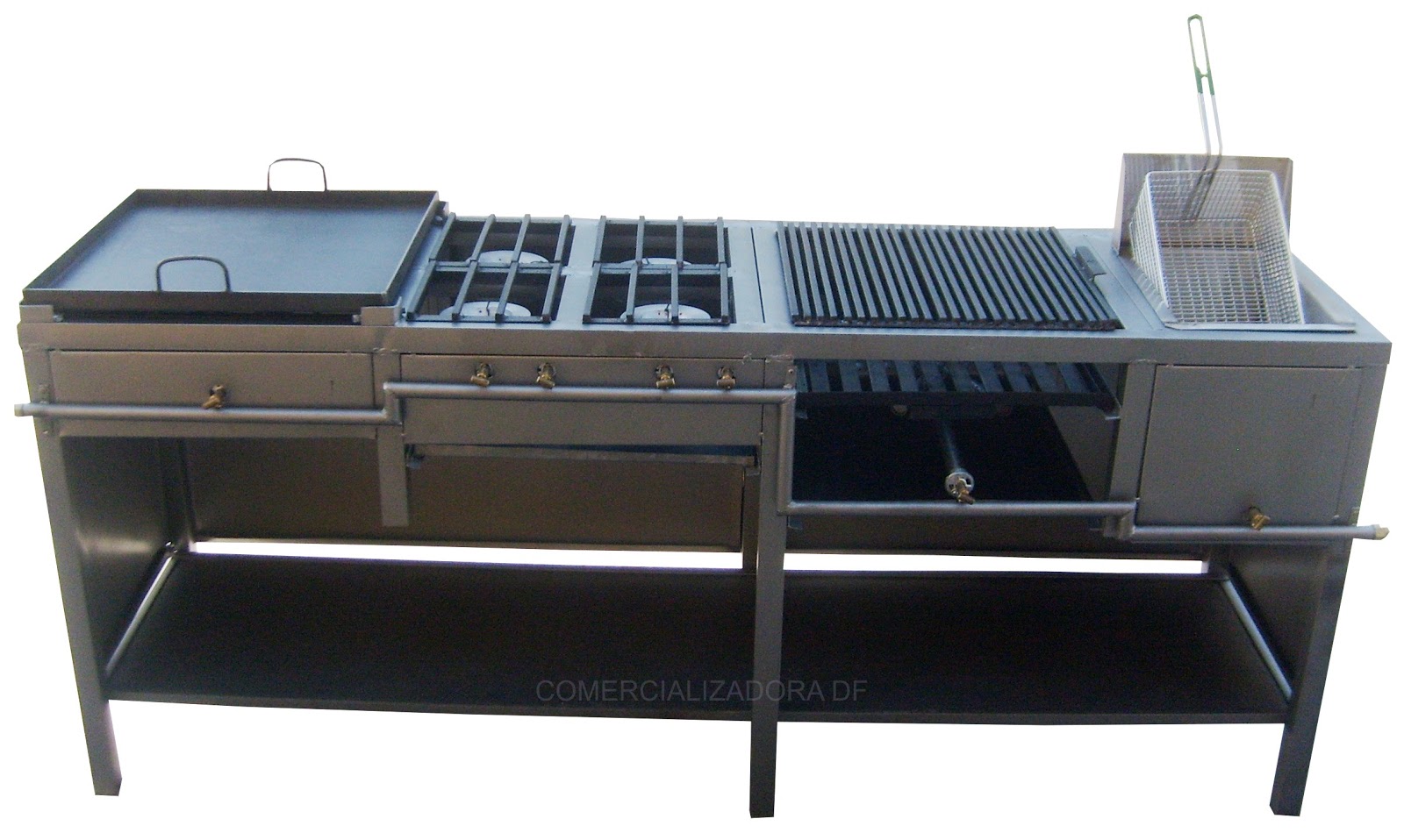 SOLUCHEF Plancha, 4 hornillas, asador y freidora