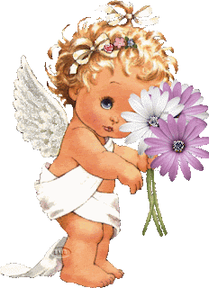 Imágenes de Ángeles animados gif con movimiento bebé con flores