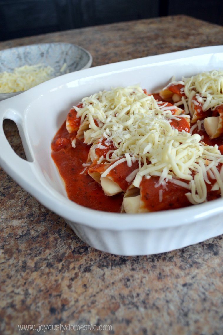 Joyously Domestic Easy Weeknight String CheeseStuffed Manicotti