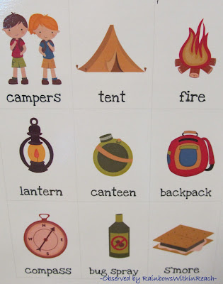 photo of: Camping Vocabulary Words for Writing Center