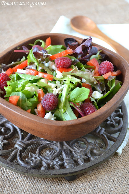 Salade {quinoa-mesclun-framboises}