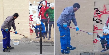 Popkulturelle StreetArt von Combo | Wenn der Graffiti-Cleaner zum Motiv wird ( 6 Pics )