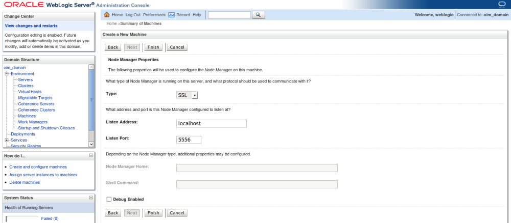 Oracle Stack: Configuring and Starting Node Manager