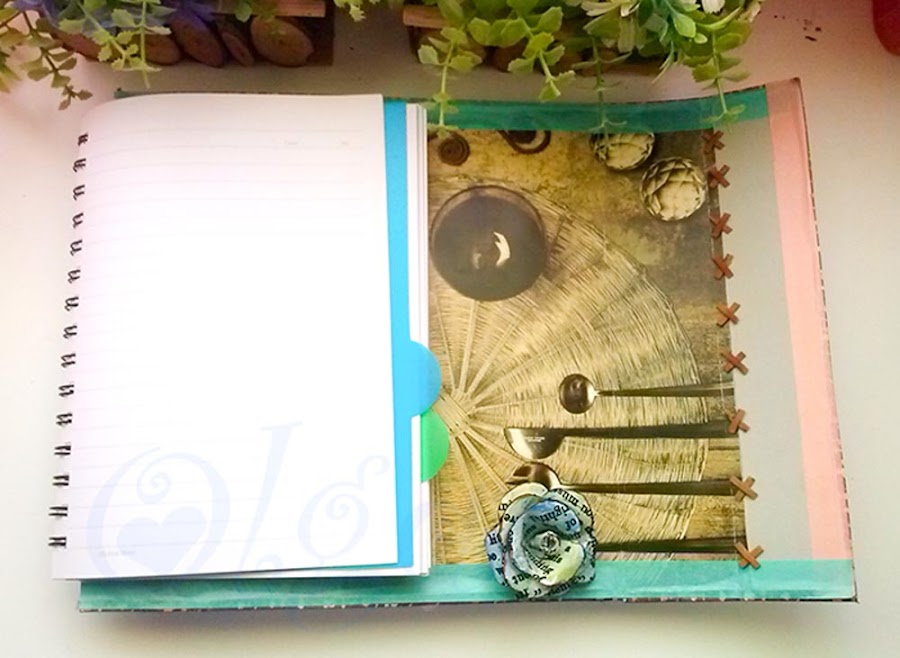 decorar libreta de espiral muelle alambre con bolsa de papel carton