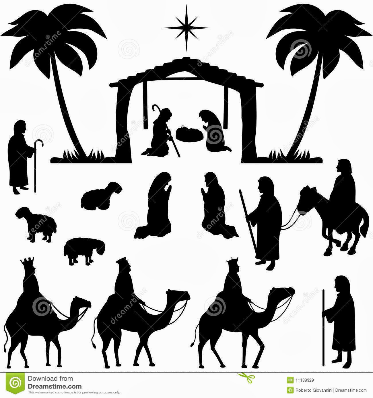 free black and white nativity scene clipart - photo #3