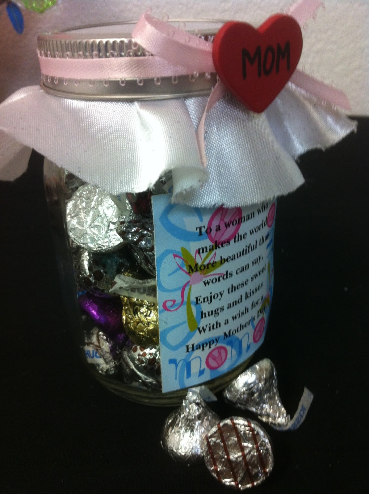 DIY Party Mom Hugs and Kisses Candy Jar Mothers Day Gift