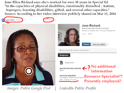 June Richard is a Resource Specialist and Claims to be involved in Special Ed