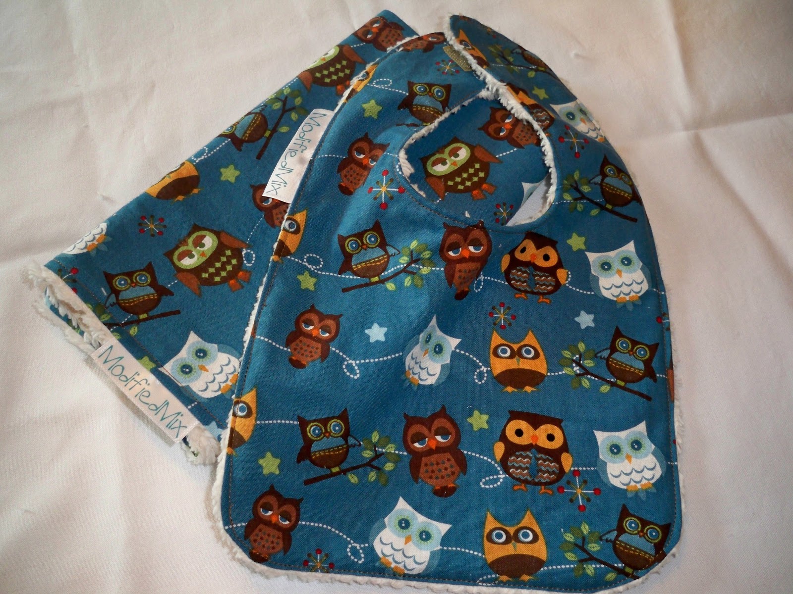 Modified Mix A bib and a burp cloth