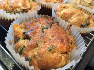cheese and spinach Spelt muffins on a cooling rack