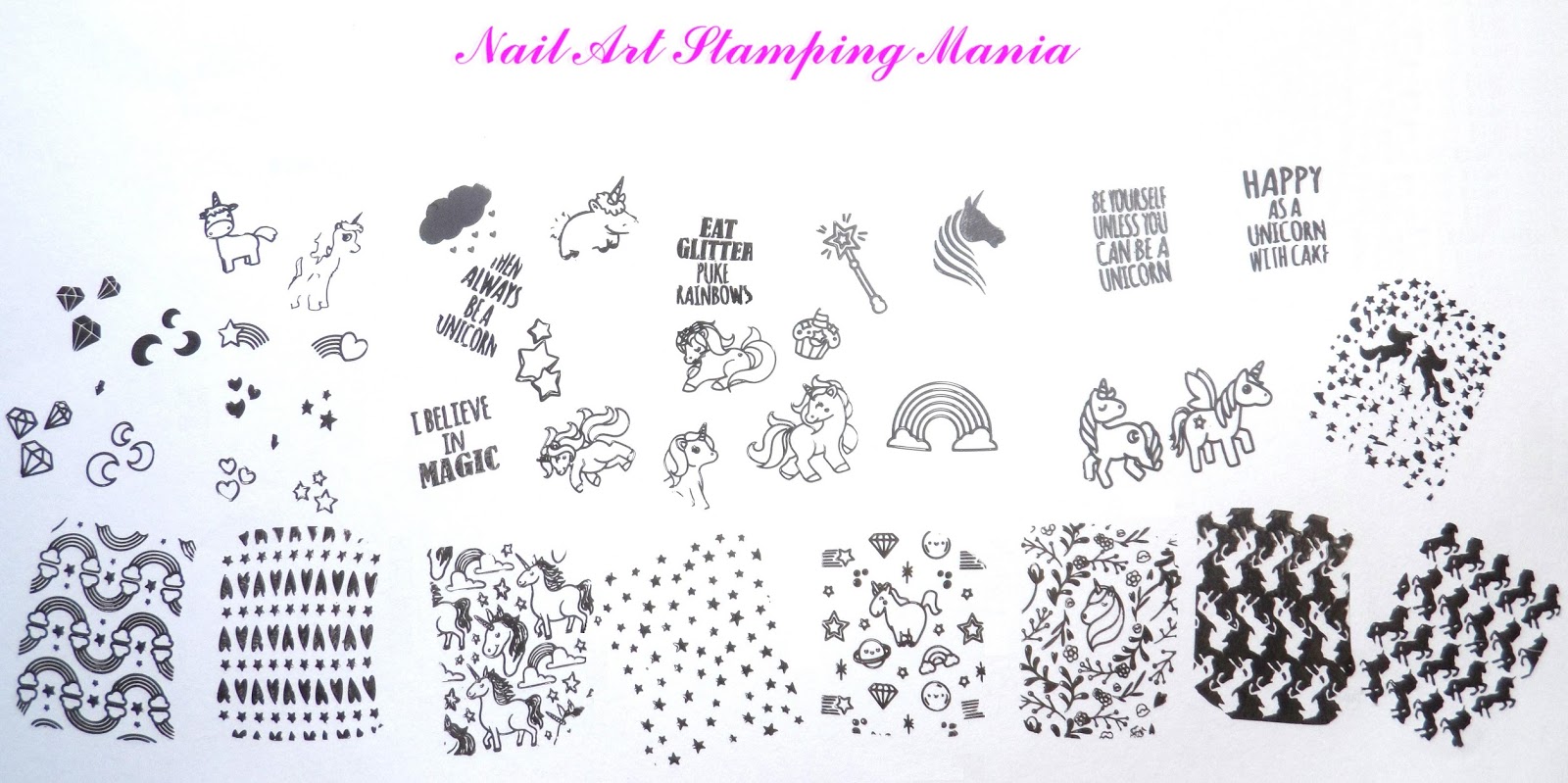 Nail Art Stamping Mania UberChic Beauty Unicorn Love Nail Stamping