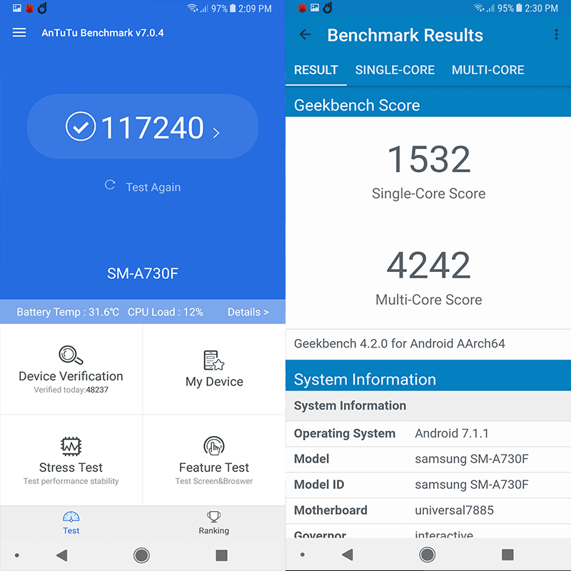 AnTuTu 7 and Geekbench scores!