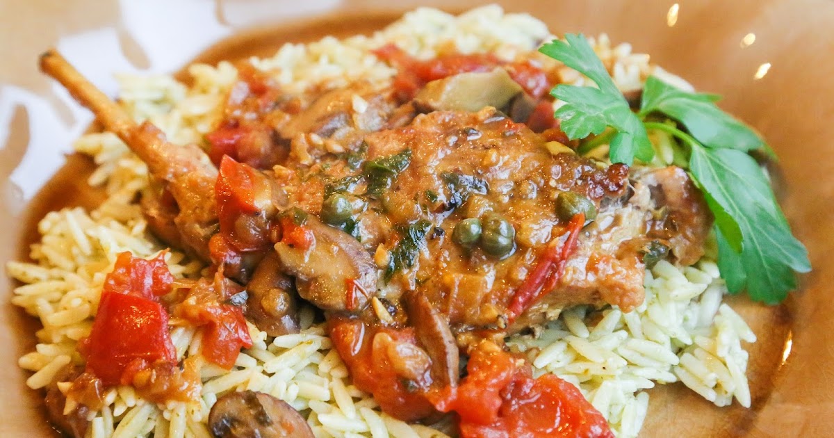 Food for Hunters Rabbit Cacciatore over Pesto Orzo