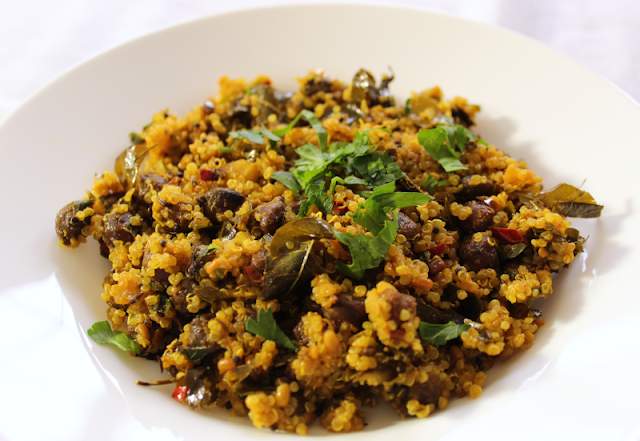 Lemony Quinoa with Black Chickpeas and Spices