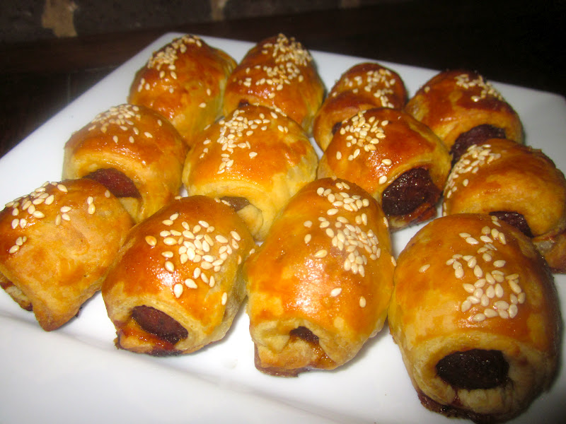 Haute + Heirloom Candied Bacon Wrapped Sausages in a Puff Pastry