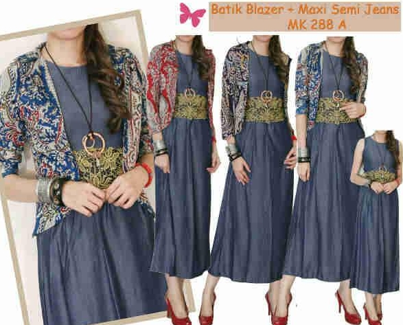 48 Long Dress Batik Kombinasi Wanita, Info Batik Top!