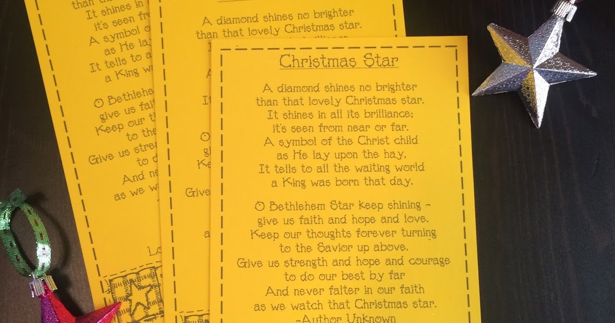 RuthAnne Strong: Christmas Star Poem and Ornament