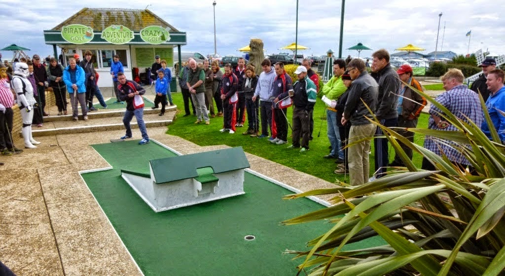 Richard Gottfried playing Crazy Golf in Hastings
