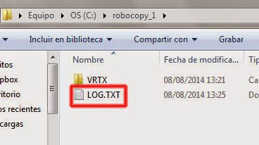 Se ha generado un archivo llamado LOG.TXT