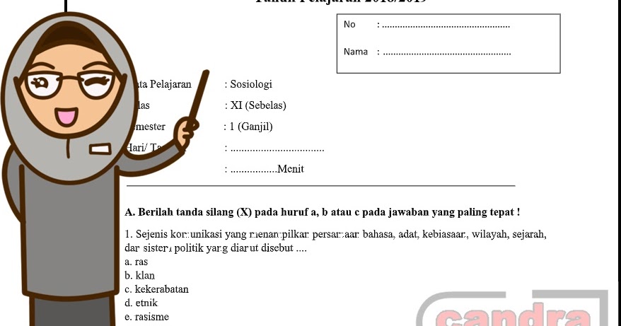 Soal Uas Sosiologi Kelas Xi Semester 1 Kurikulum 2013 Contoh Materi Pendidikan