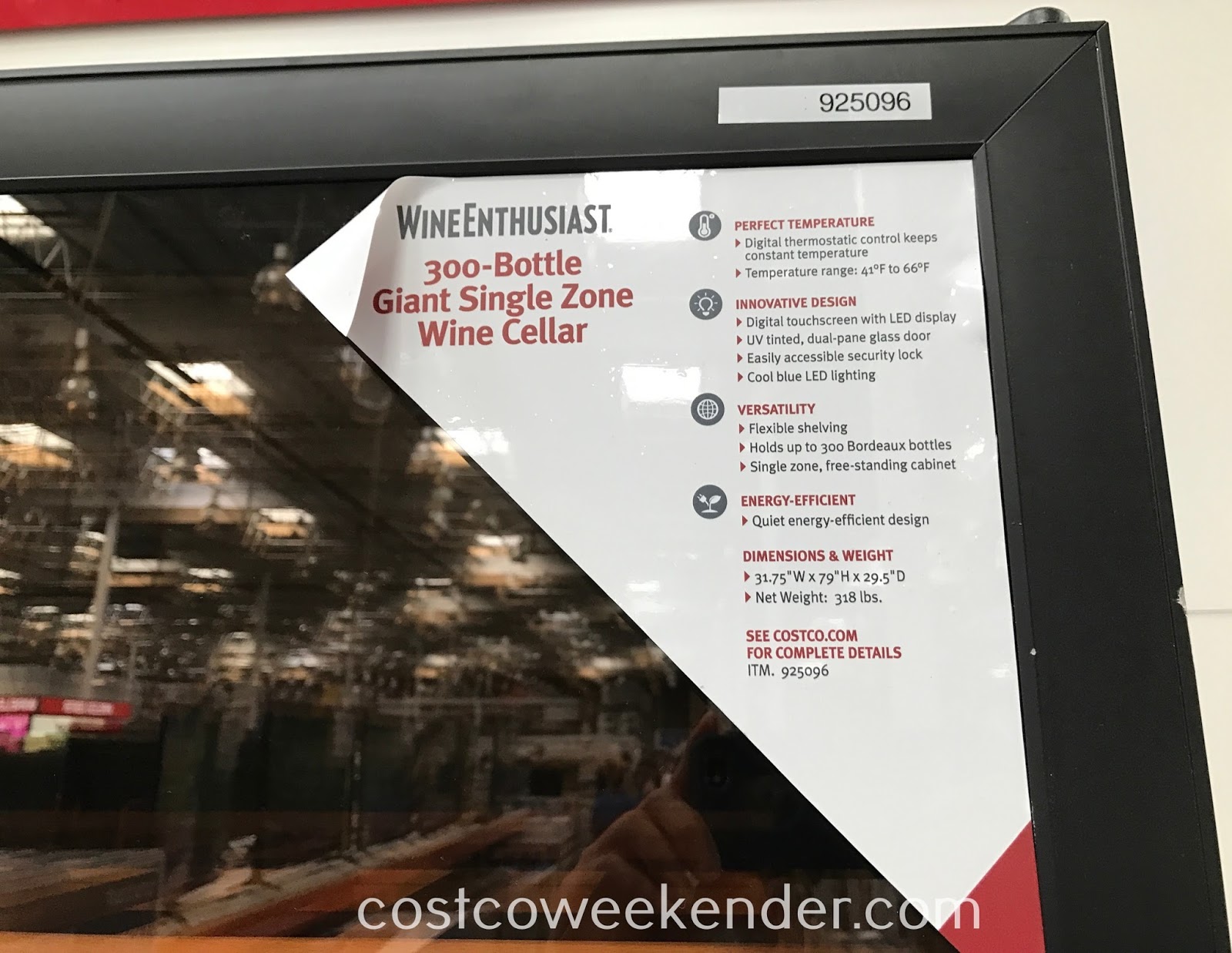 Wine Enthusiast 300Bottle Giant Single Zone Wine Cellar Costco Weekender