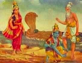 Vishnu touching Sage Brighu's Feet
