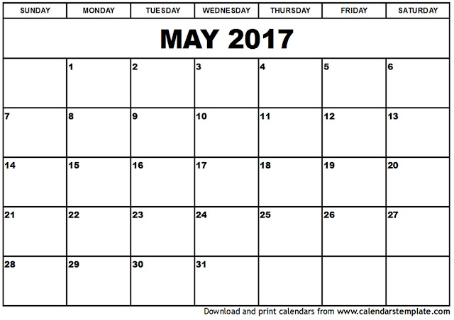 May 2017 Printable Calendar, May 2017 Calendar, May Calendar 2017, May 2017 Calendar Printable