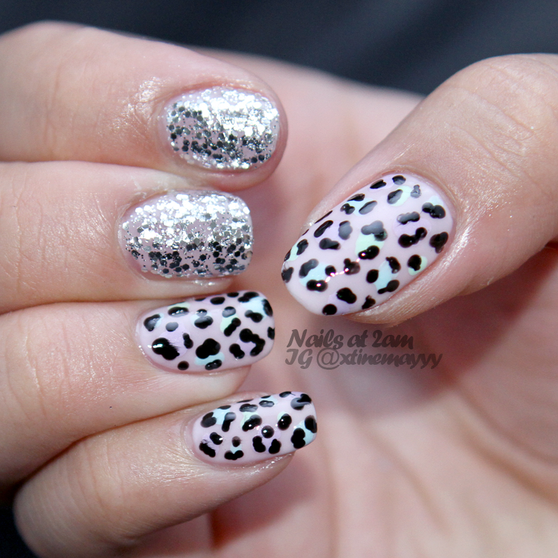Nails At 2am: Pastel Leopard Print over Essence 'Sweet as Candy'