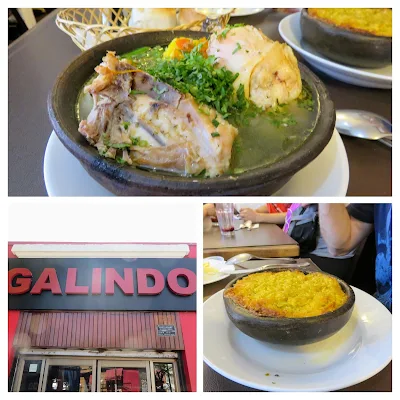 Collage of lunch dishes at Galindo in the Bella Vista neighborhood of Santiago Chile