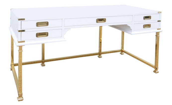Mix And Chic Fabulous Finds Modern White Desks In Every Price Polished Br Lacquered Campaign Desk Sold