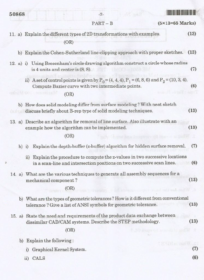 ME6501 Computer Aided Design Nov Dec 2017 Question Paper University