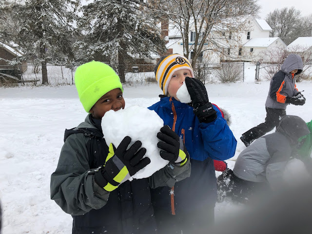 Kids eating snow